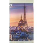 carte postale - la tour eiffel + institut de france au coucher du soleil