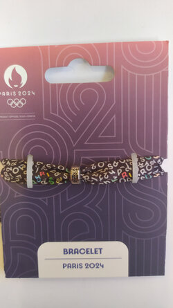 Bracelet Officiel Jeux Olympiques Paris 2024 - Chaîne Ajustable Dorée - Neuf Avec Étiquette