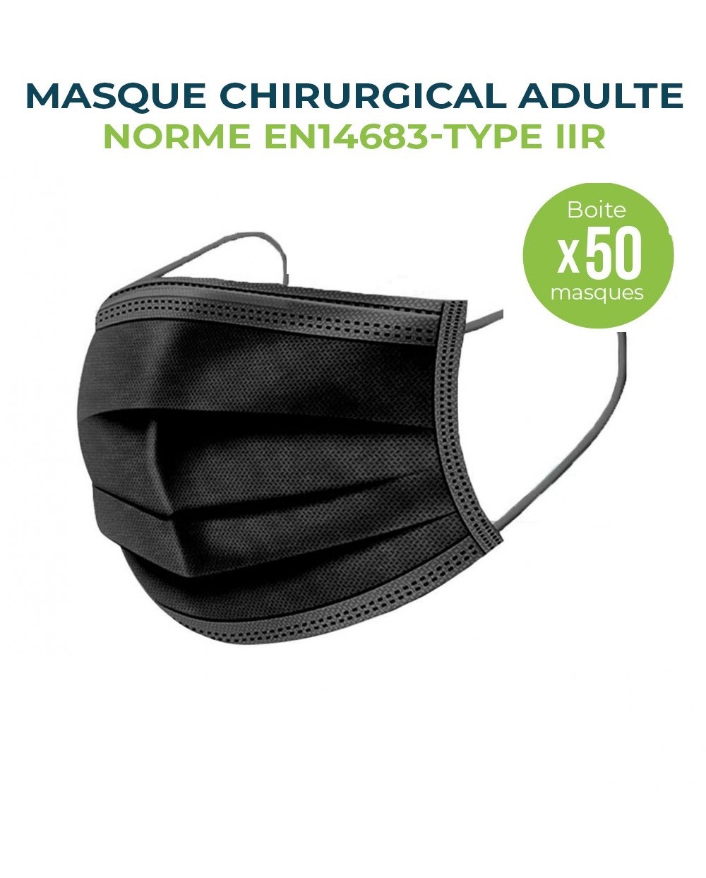masques-chirurgicaux-noir-en14683-type-iir-boite-de-50