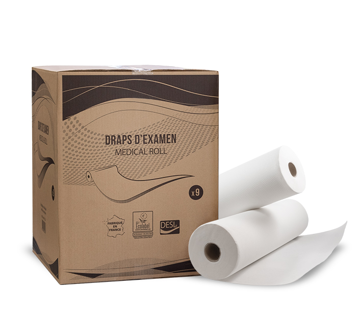 Carton 9 rouleaux draps d'examen - Aquitaine Materiel Secours