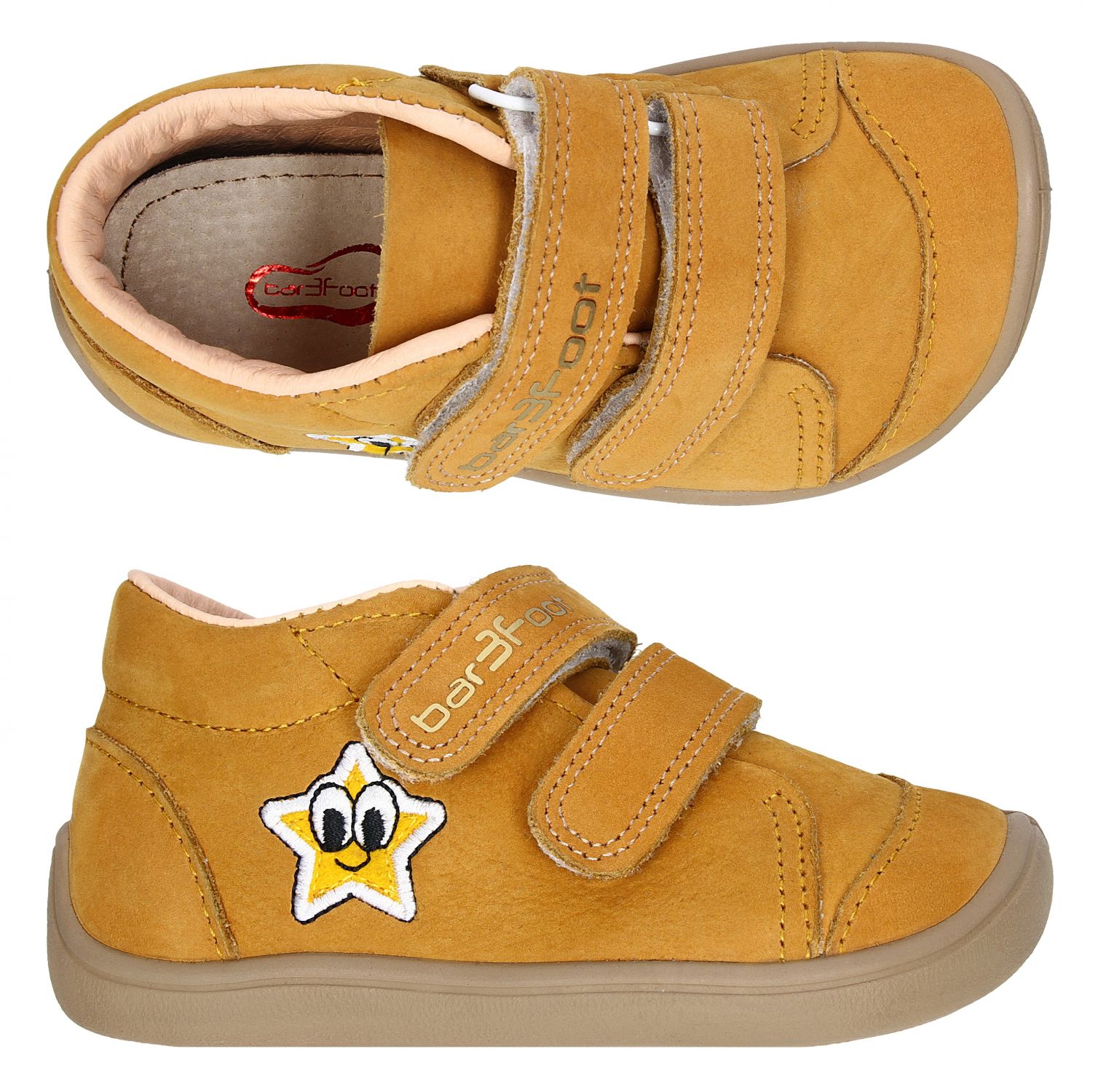 chaussures 3F barefoot elf step miel  déco étoile 2BE38-1 sur la boutique Liberty pieds