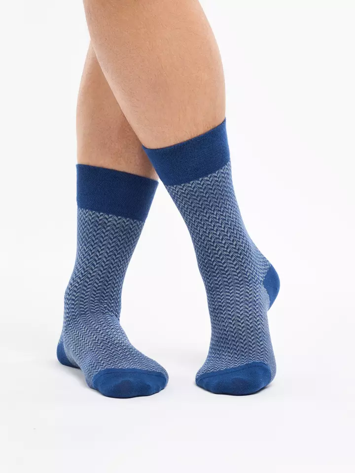 chaussettes Dedoles jacquard bleues et grises sur la boutique Liberty Pieds-1