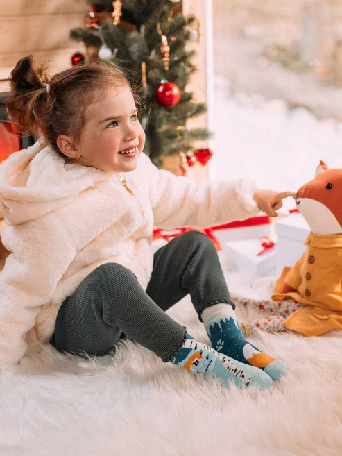 Chaussettes chaudes enfants renard en hiver sur la boutique Liberty Pieds-1