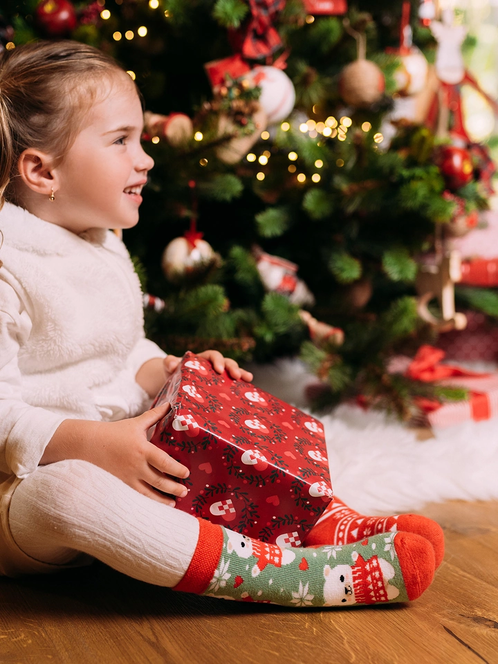 Chaussettes chaudes enfants ours avec une écharpe sur la boutique Liberty Pieds-3