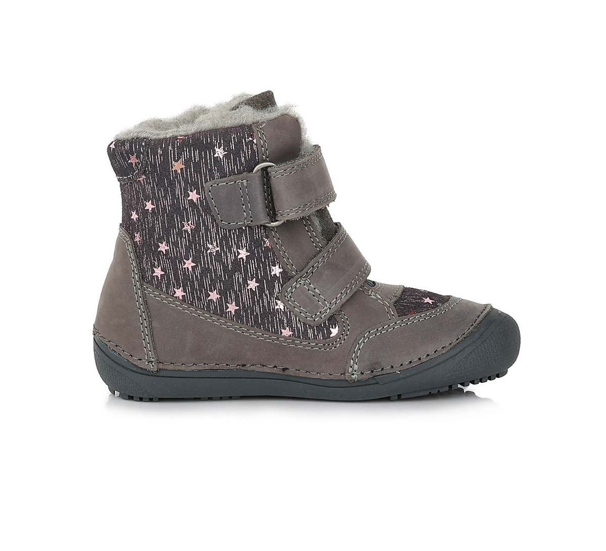 chaussures fourrées DD Step W063-333 grise à étoile bronze rosé sur la boutique Liberty Pieds (3)