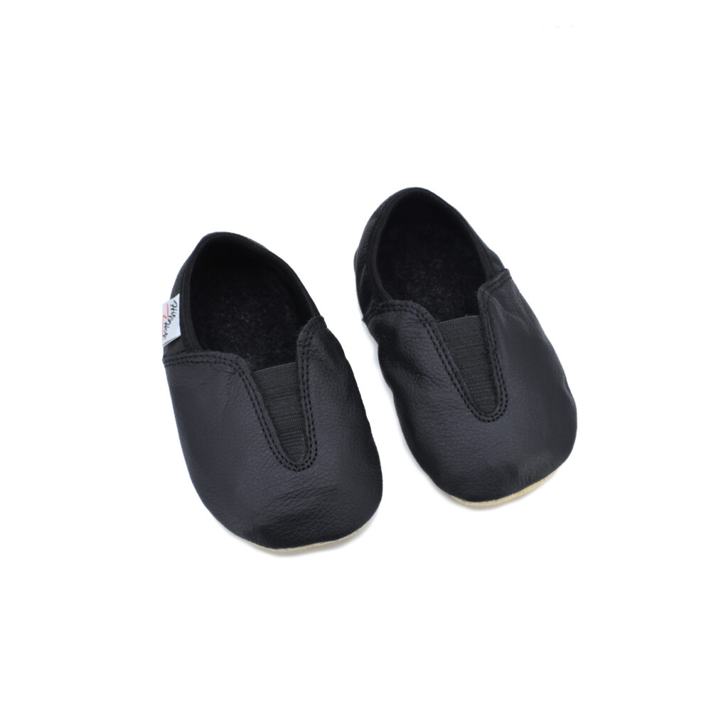 Chaussons en cuir barefoot enfant HIP HOP noir