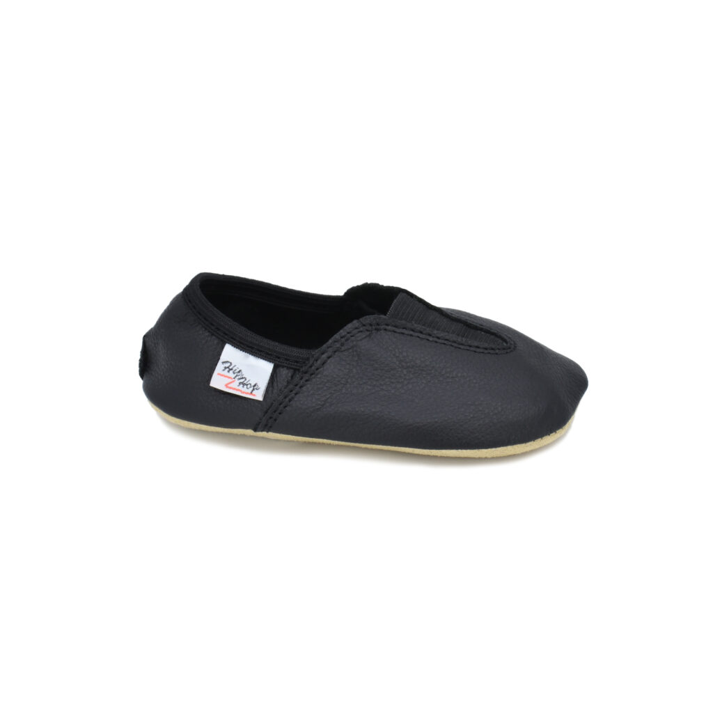 chaussons barefoot enfant en cuir HIP HOP noir sur la boutique Liberty Pieds-1