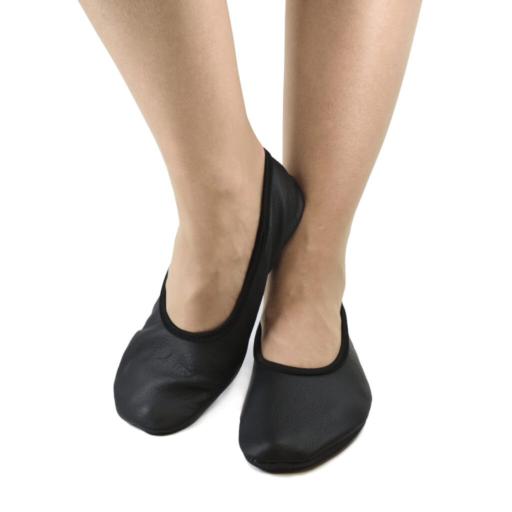 chaussons barefoot en cuir HIP HOP noir sur la boutique Liberty Pieds