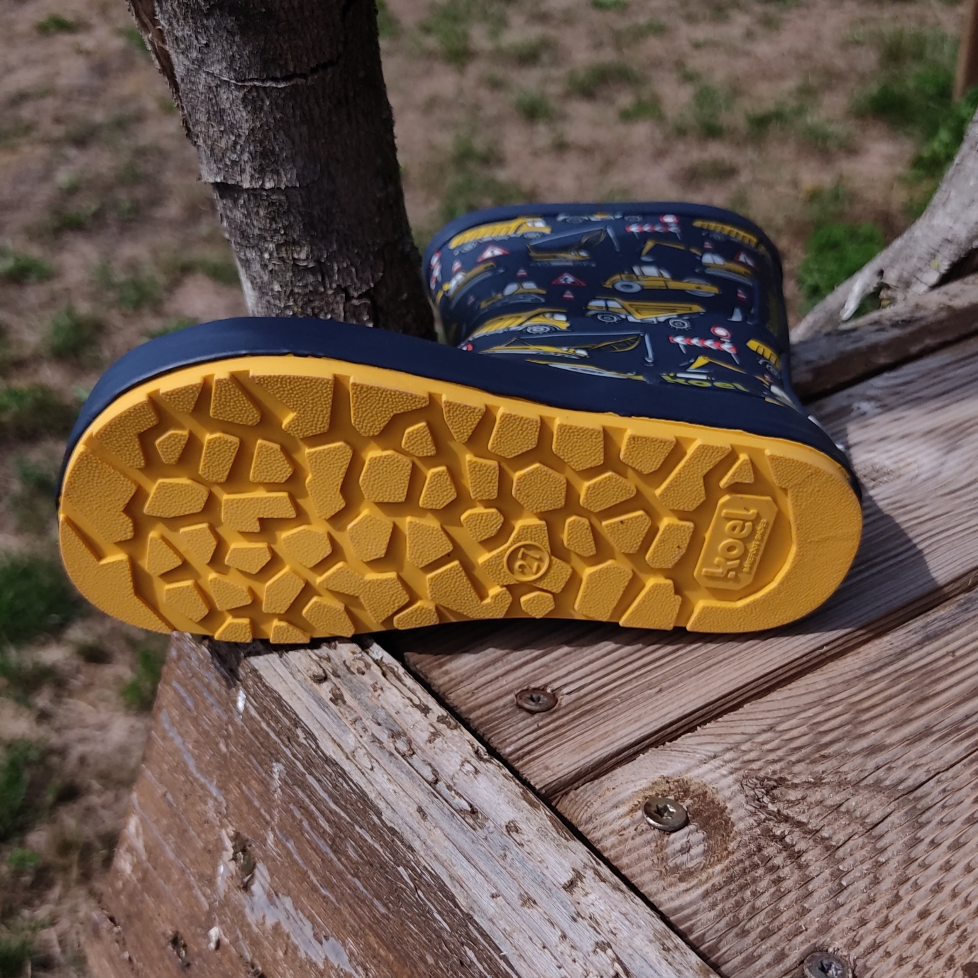 Bottes de pluie KOEL Wellie barefoot Tractor blue Liberty Pieds