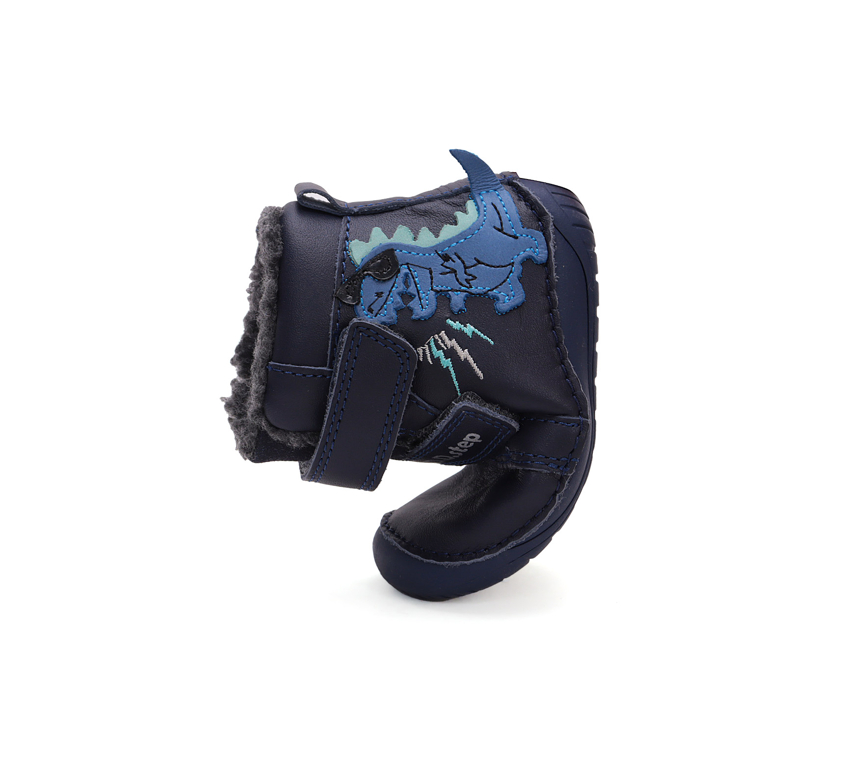 Bottes barefoot fourrées DD STEP W070-42838 Royal Blue Dino sur la boutique Liberty Pieds (1)