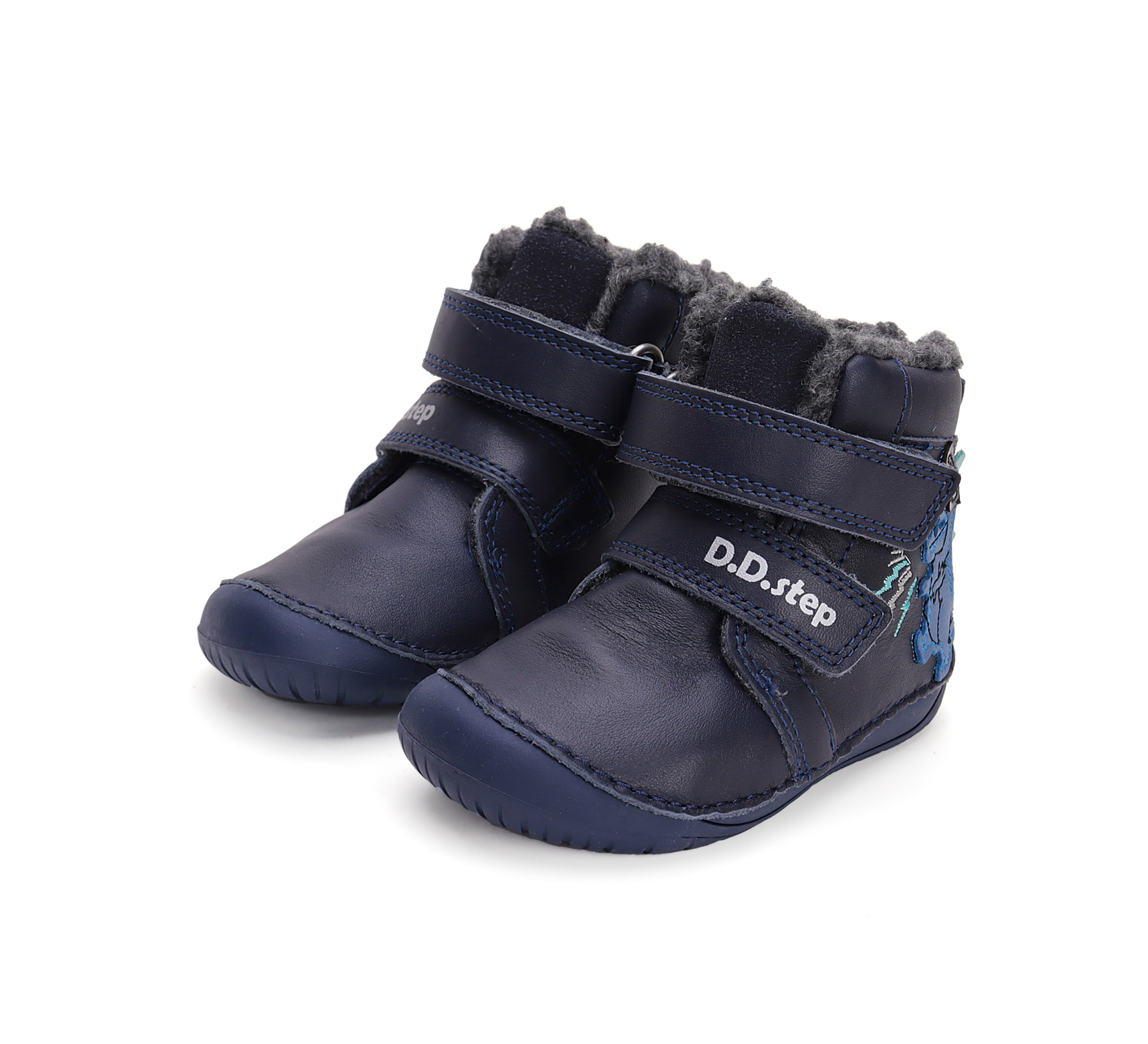 Bottes barefoot fourrées DD STEP W070-42838 Royal Blue Dino sur la boutique Liberty Pieds (7)