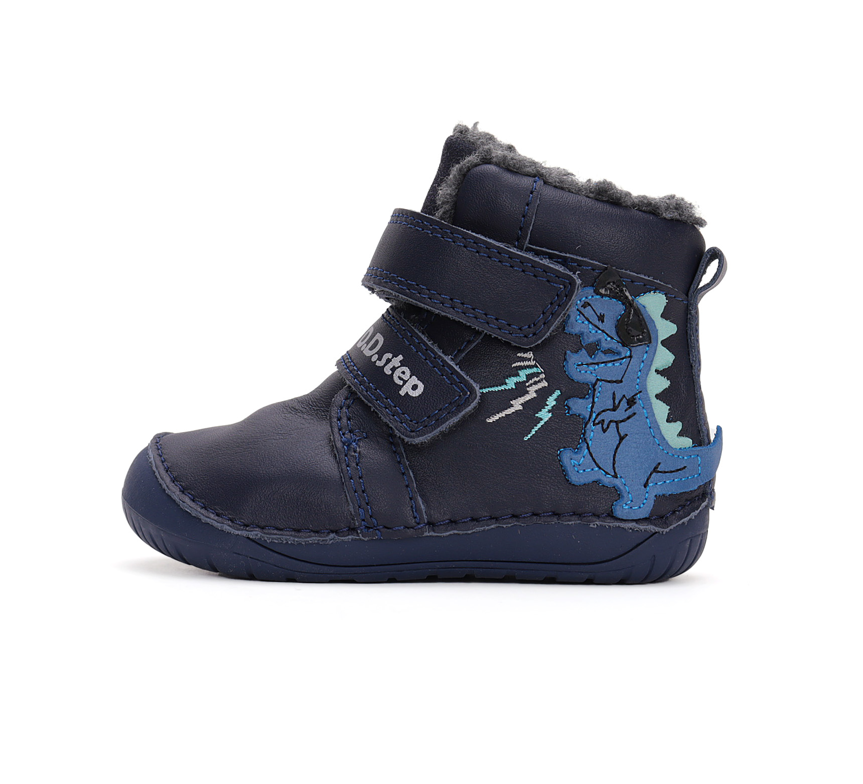 Bottines fourrées barefoot DD STEP Royal blue Dino W070-42838