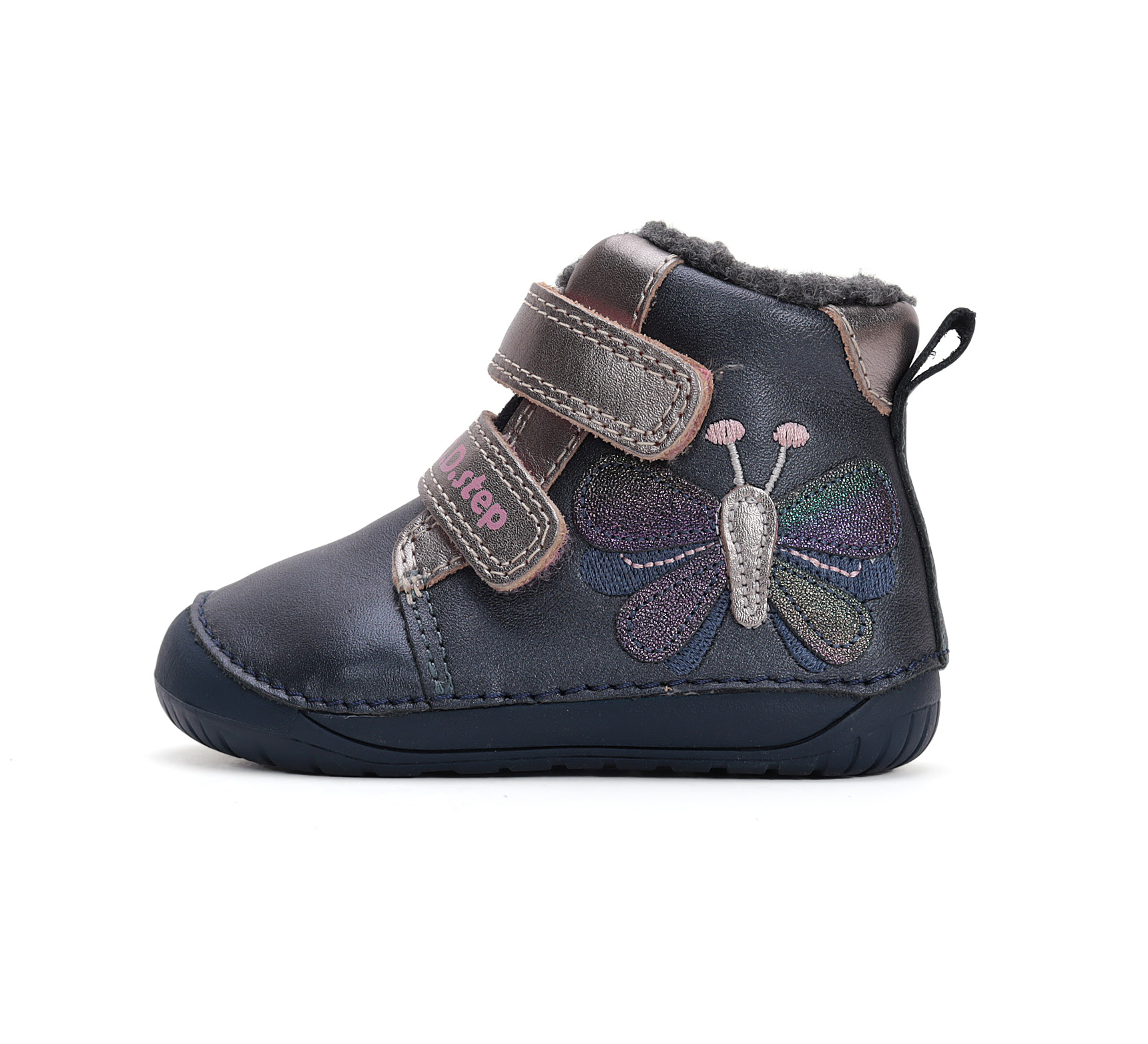 bottes barefoot fourrées DD Step W070-42522 Royal Blue papillon sur la boutique Liberty Pieds (2)