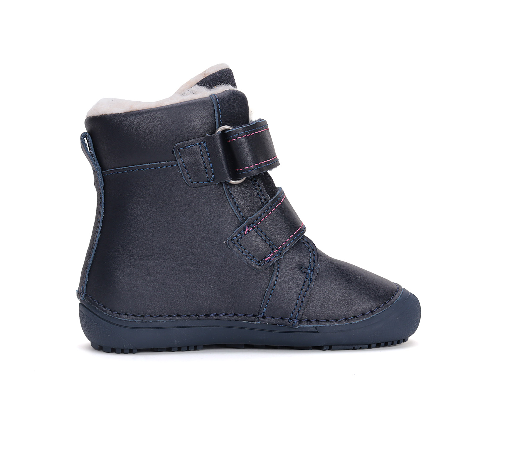 bottes barefoot fourrées DD step W063-42152 Royal Blue coeurs sur la boutique Liberty Pieds (4)