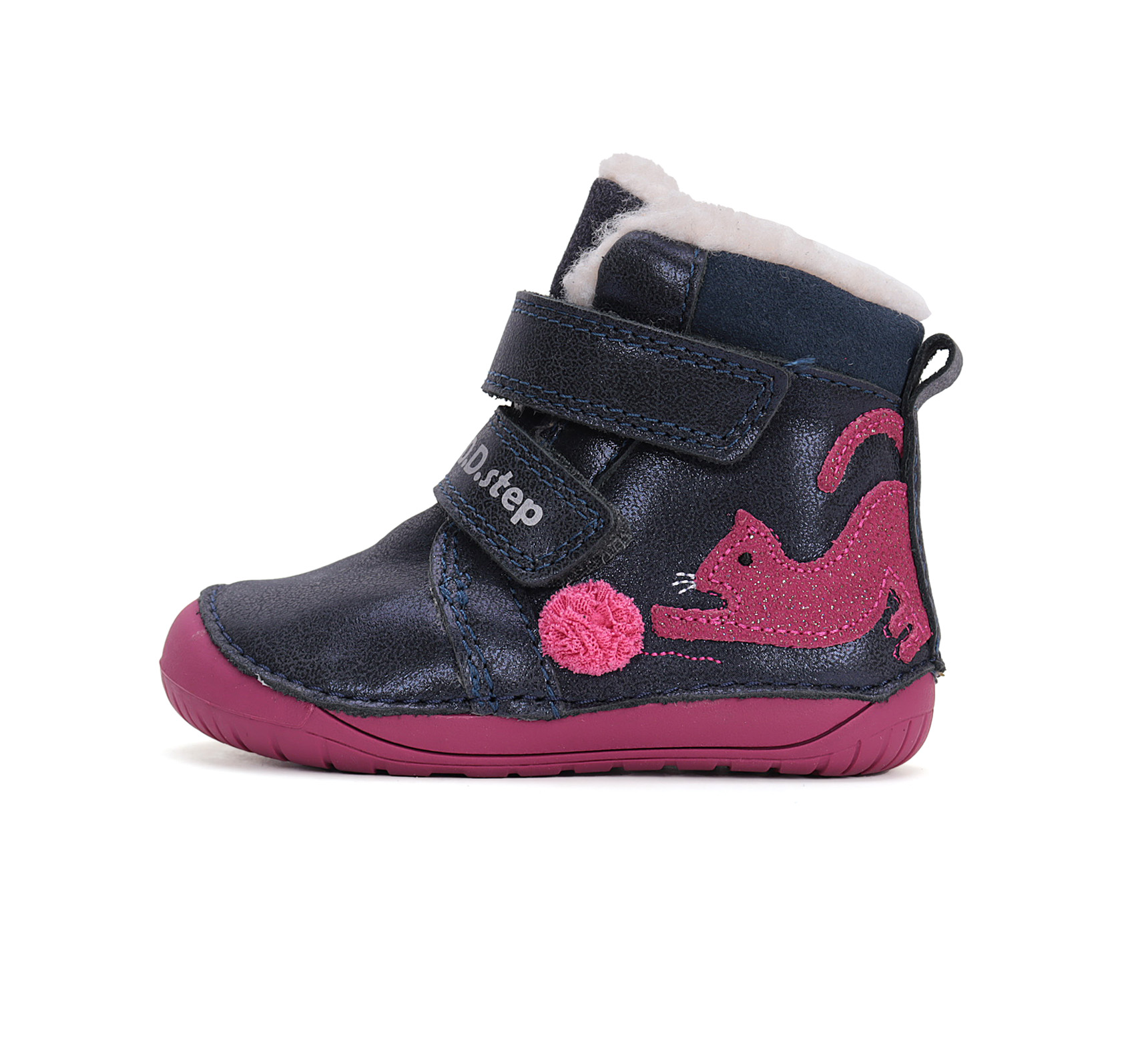 Bottes barefoot fourrées DD Step W070-42110A Royal Blue chat sur la boutique Liberty Pieds (2)