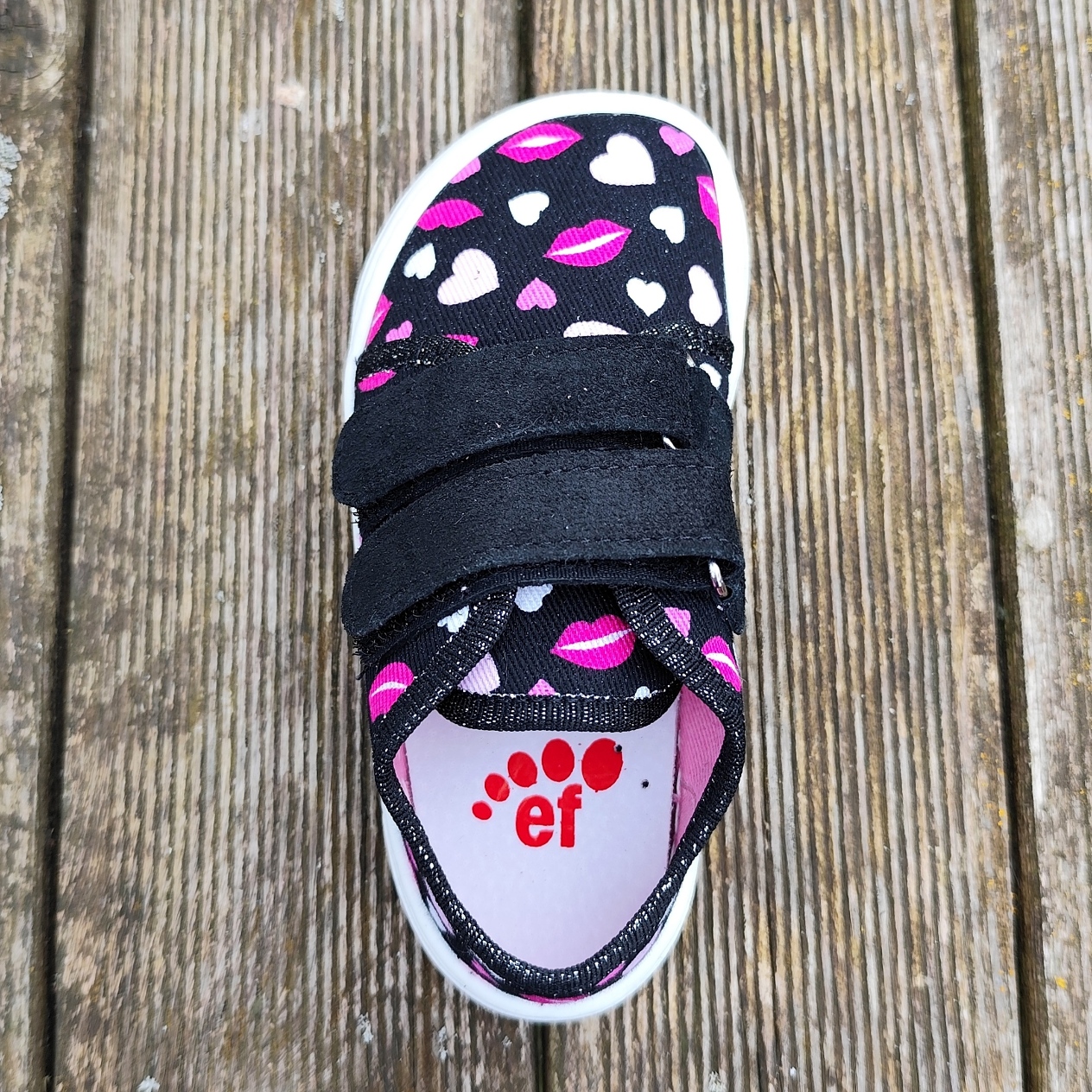 Basket enfant en toile EF Barefoot -23-3407-1720 black love - sur la boutique Liberty Pieds-3