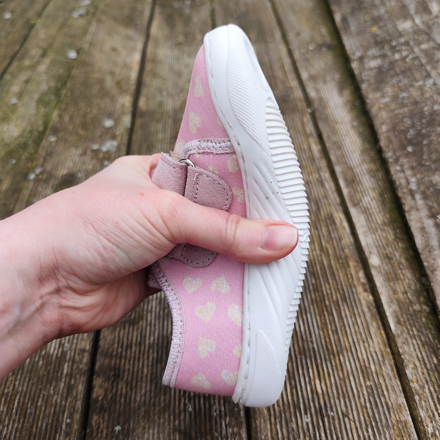 Basket enfant en toile EF Barefoot -23-3407-1603 rose déco coeurs - sur la boutique Liberty Pieds-2