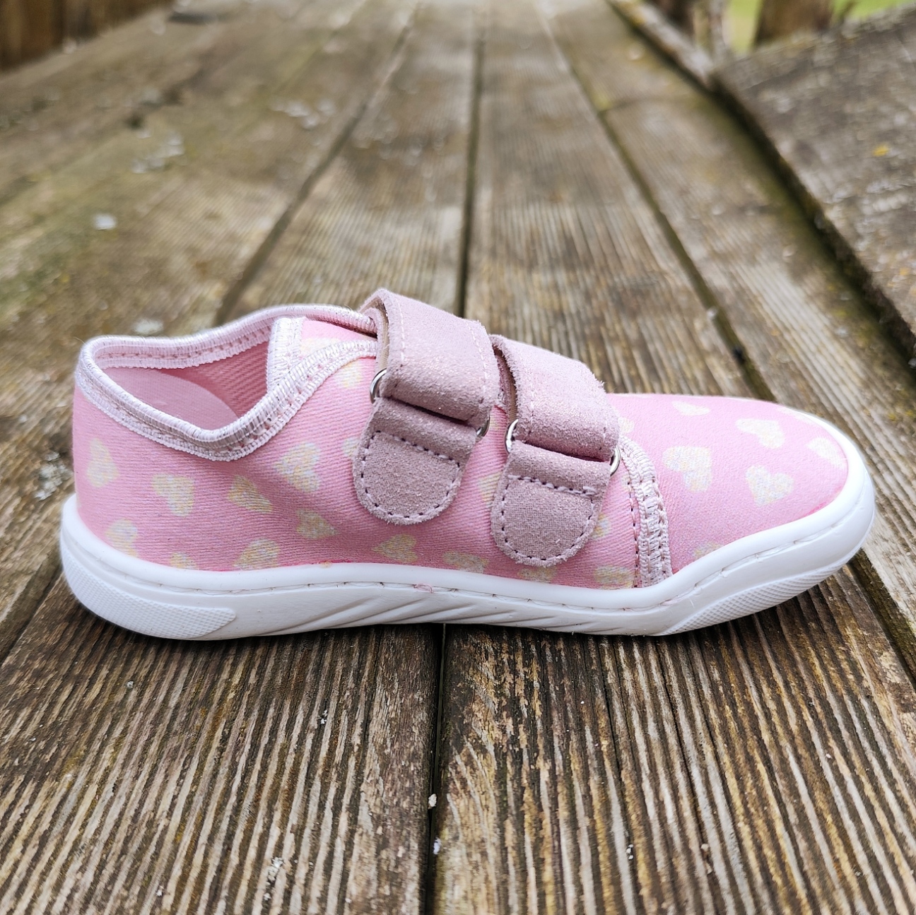 Basket enfant en toile EF Barefoot -23-3407-1603 rose déco coeurs - sur la boutique Liberty Pieds-3