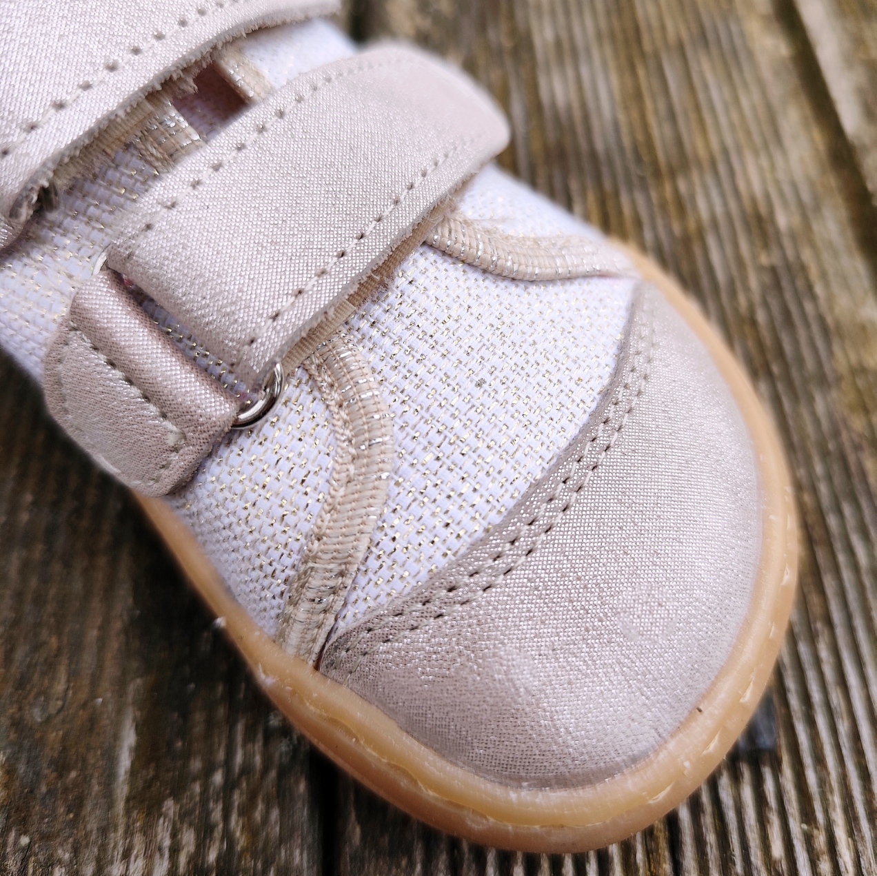 Basket enfant en toile et cuir EF Barefoot -23-3404-0416 rose et or- sur la boutique Liberty Pieds-4