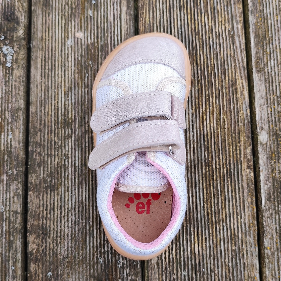Basket enfant en toile et cuir EF Barefoot -23-3404-0416 rose et or- sur la boutique Liberty Pieds-8