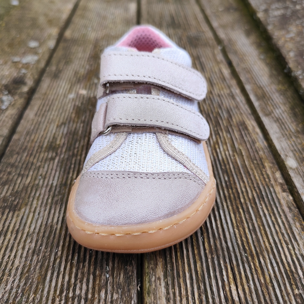 Basket enfant en toile et cuir EF Barefoot -23-3404-0416 rose et or- sur la boutique Liberty Pieds-10