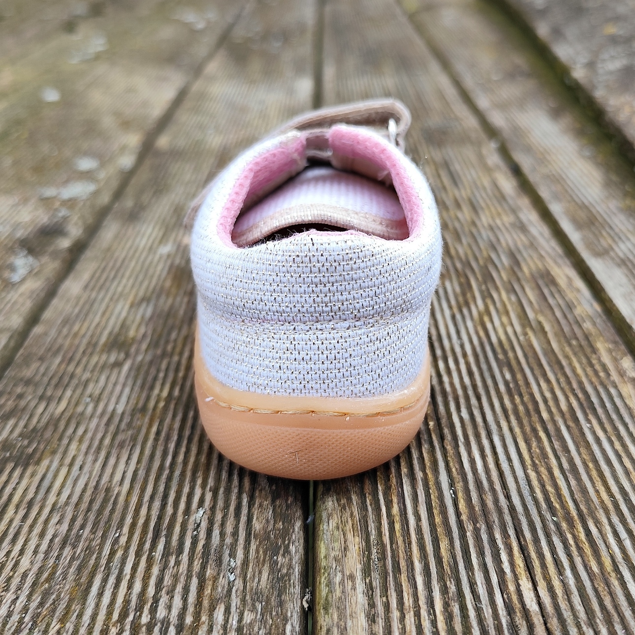 Basket enfant en toile et cuir EF Barefoot -23-3404-0416 rose et or- sur la boutique Liberty Pieds-9