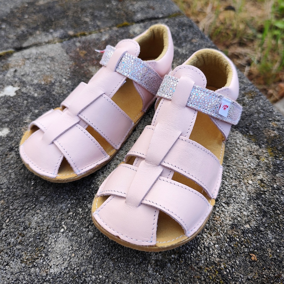 sandales EF barefoot rose poudré sur la boutique Liberty Pieds