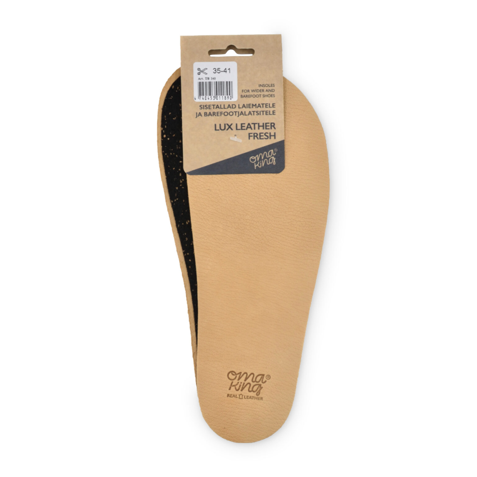 semelle intérieure barefoot Oma King chaude en feutre de laine TB340- Lux leather fresh sur la boutique Liberty Pieds