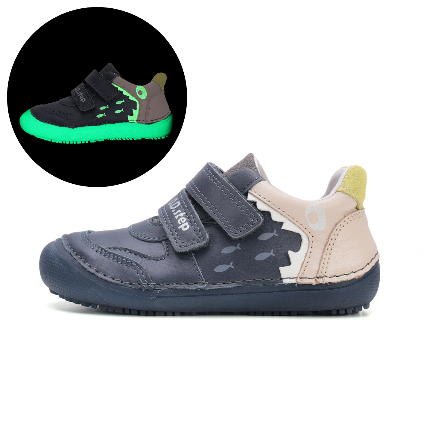 Chaussures enfant DDstep barefoot royal blue requin sur la boutique liberty pieds