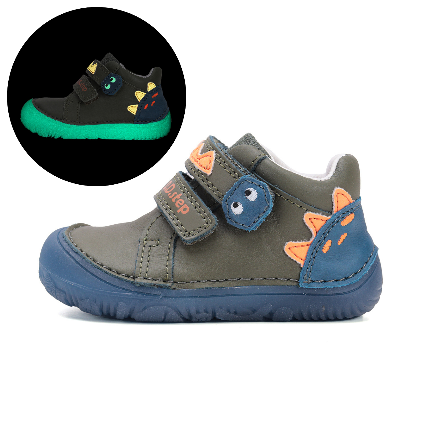 Chaussures enfant DDstep barefoot kaki dino  sur la boutique liberty pieds