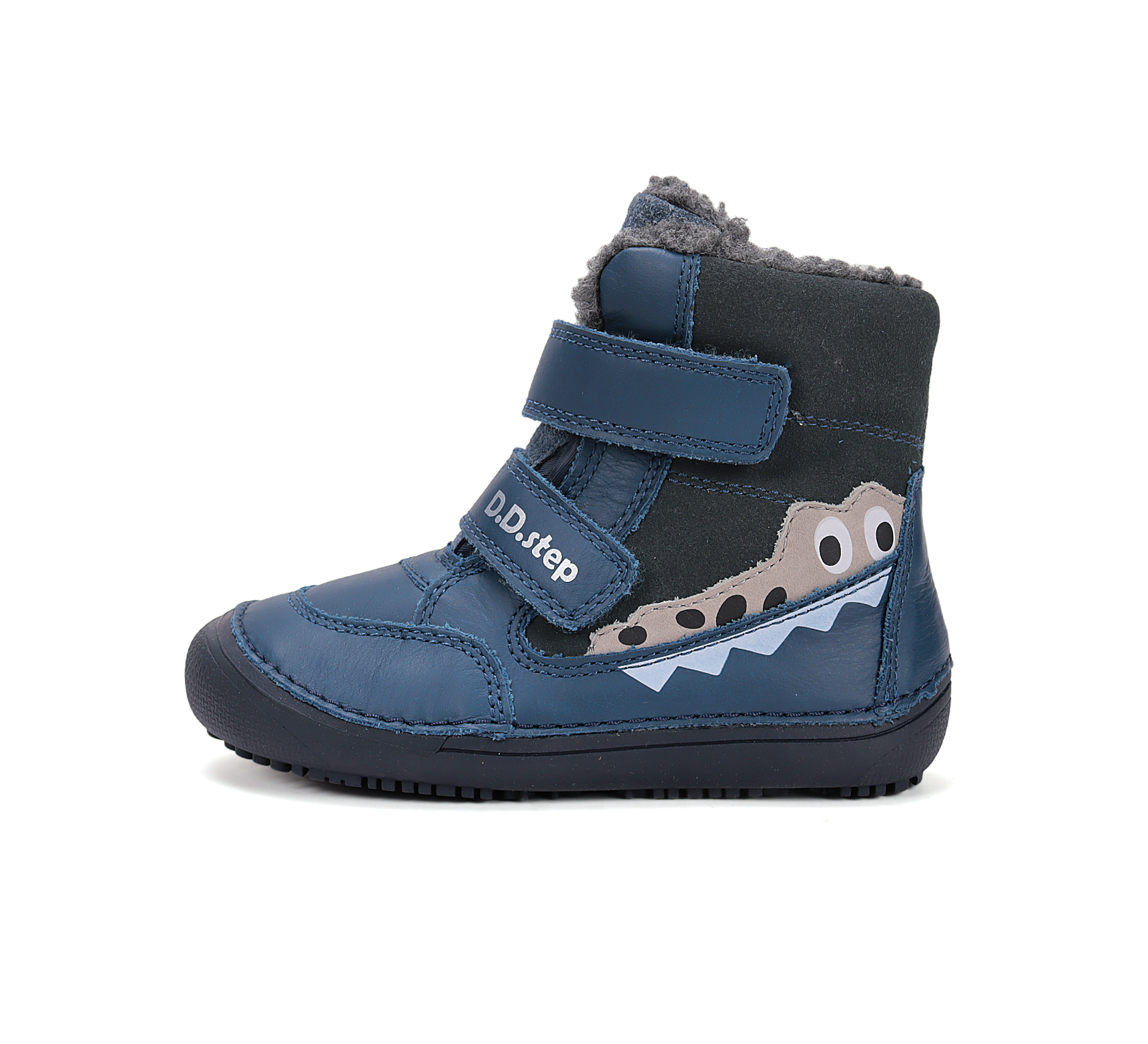 Chaussures fourrées enfant DD Step barefoot W063-52415 Bermuda Blue Croco sur la boutique Liberty Pieds (1)