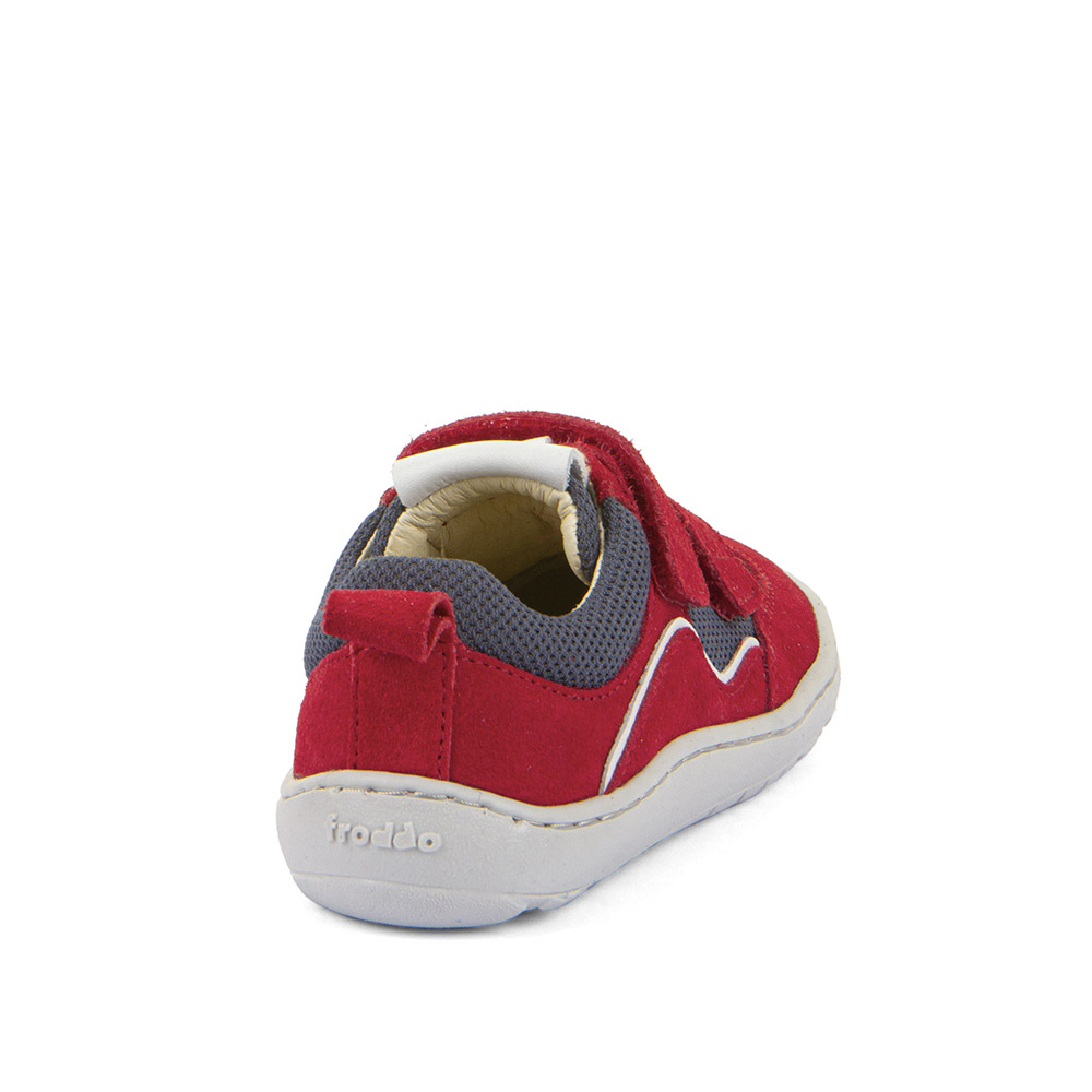 Basket cuir et textile Froddo barefoot base G3130271-18 rouge sur la boutique Liberty Pieds (5)