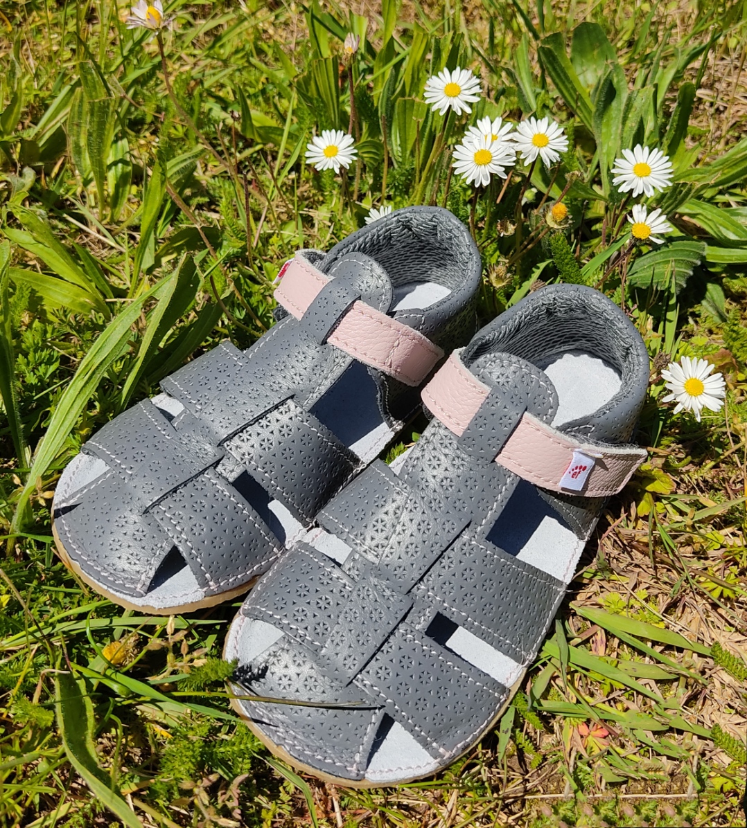 sandales EF barefoot gris anthracite et rose sur la boutique liberty pieds (3)