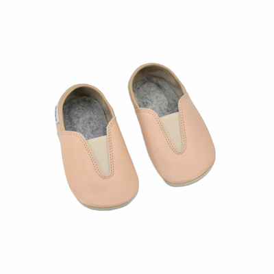 chaussons barefoot enfant en cuir HIP HOP beige sur la boutique Liberty Pieds