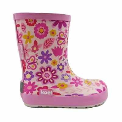 botte de pluie Koel wellie barefoot Fuchsia flowers sur la boutique liberty pieds