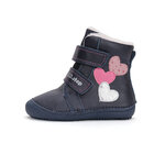 bottes barefoot fourrées DD step W063-42152 Royal Blue coeurs sur la boutique Liberty Pieds (2)