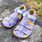 sandales EF barefoot violette à fleurs sur la boutique Liberty Pieds