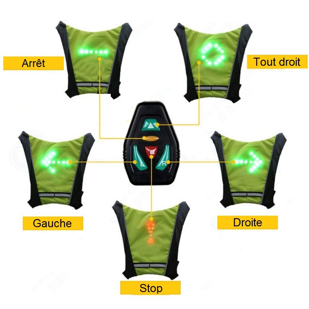 Gilet vélo clignotant multi-modes