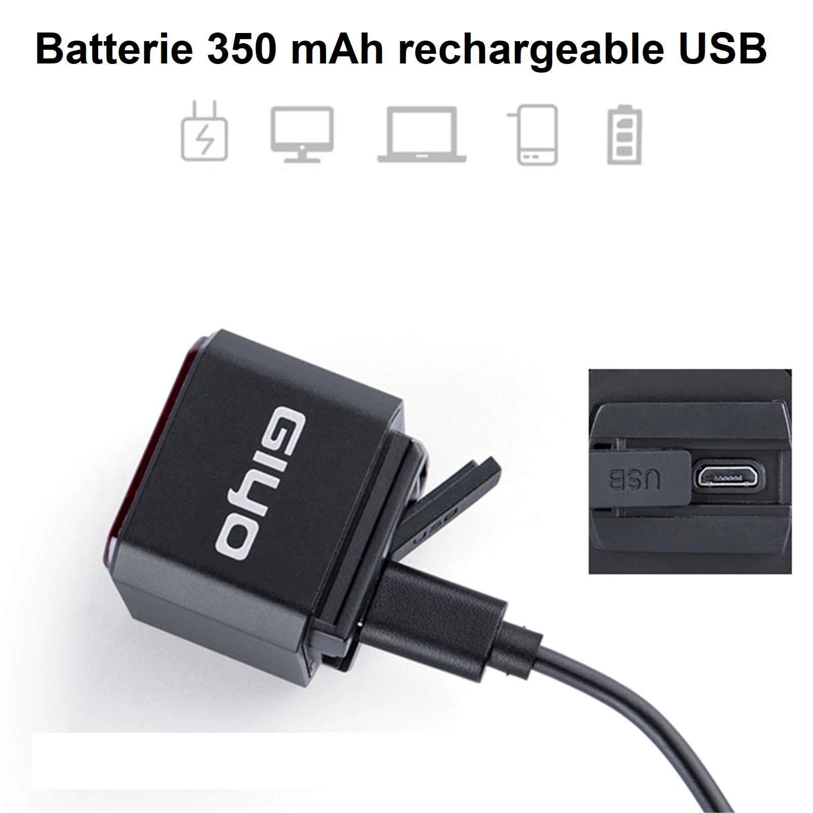 Feu stop vélo rechargeable USB