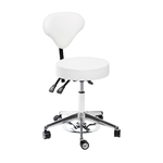 Tabouret avec dossier ergonomique, 2 leviers hydrauliques et commande-pied, ORION ADAPT Blanc