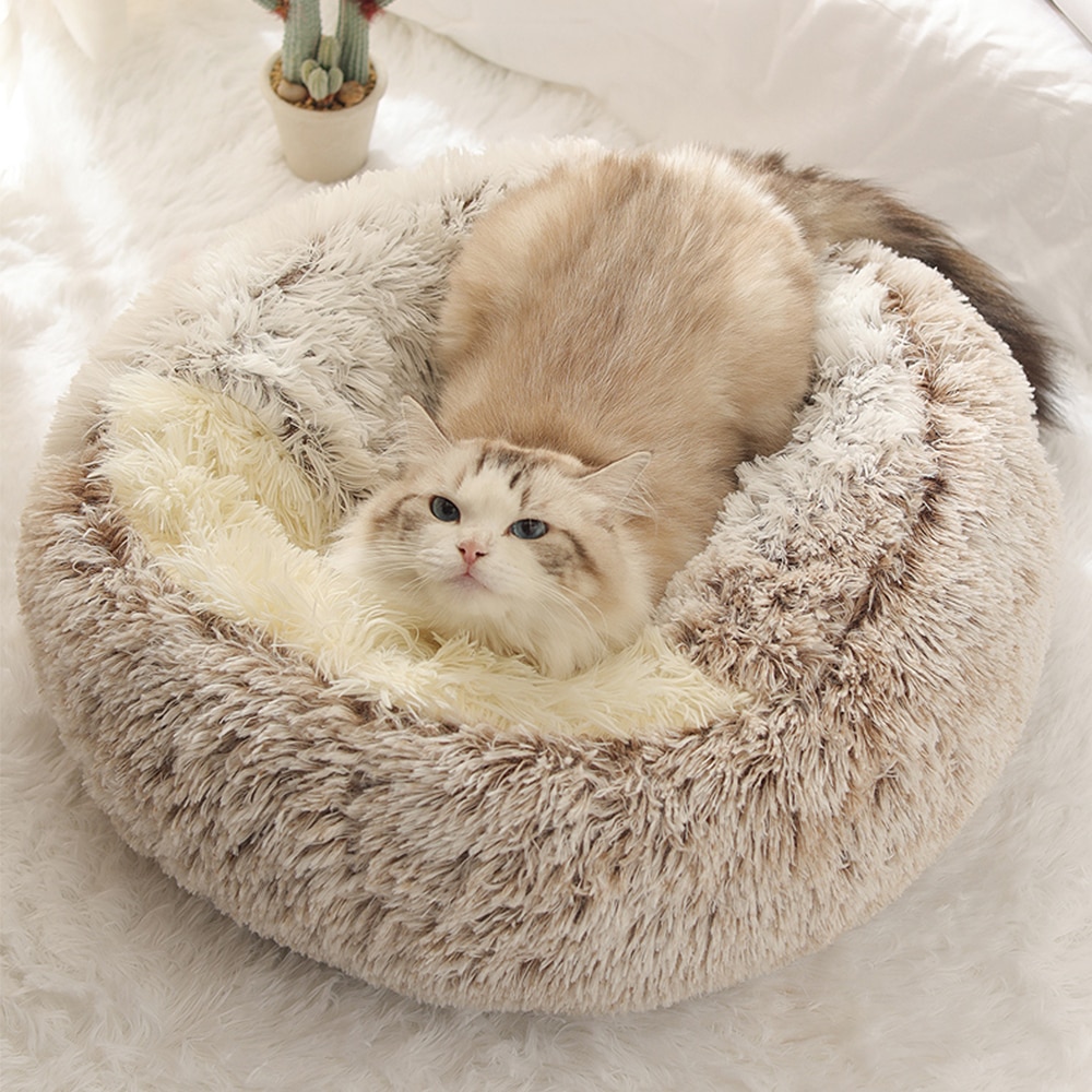 Round-Puppy-Dog-Bed-Sofa-Soft-Warm-Pet-Cat-Sleeping-Beds-House-Long-Plush-Kitten-Nest