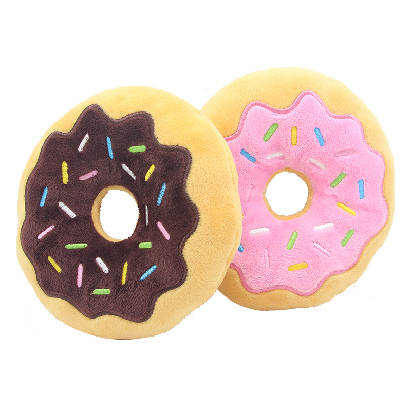 Peluche-Donut-pour-animaux-domestiques-jouet-couinant-son-amusant-interactif-pour-petits-et-moyens-chiens-accessoires