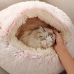 Round-Puppy-Dog-Bed-Sofa-Soft-Warm-Pet-Cat-Sleeping-Beds-House-Long-Plush-Kitten-Nest