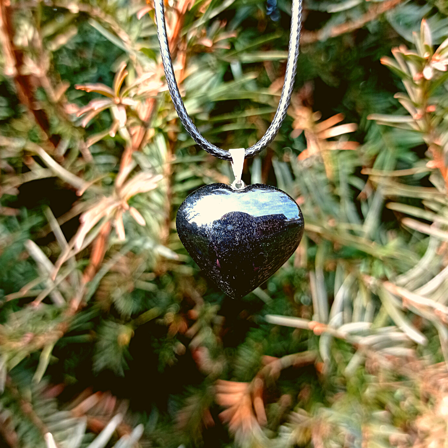 Collier & Pendentif Coeur Obsidienne Noire