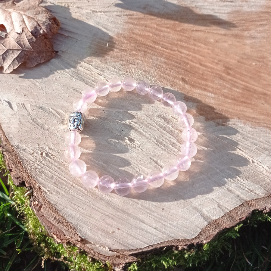 Bracelet en quartz rose et buddha