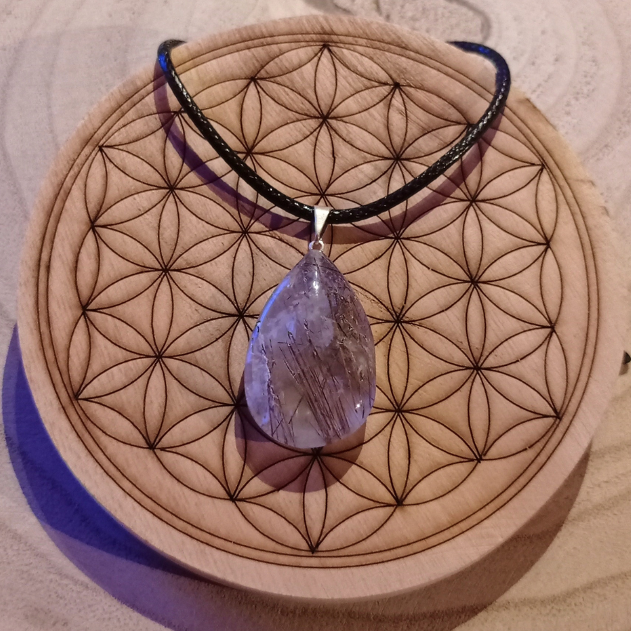 Pendentif larme quartz tourmaline