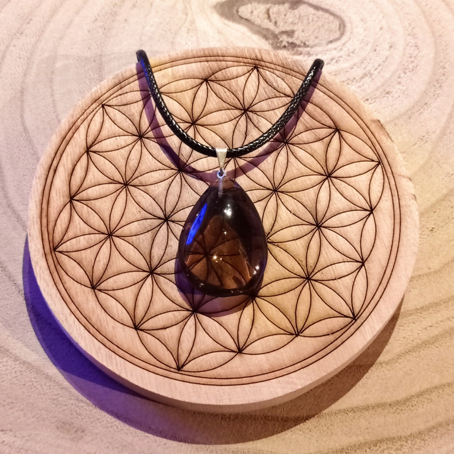 Pendentif larme en quartz fumé