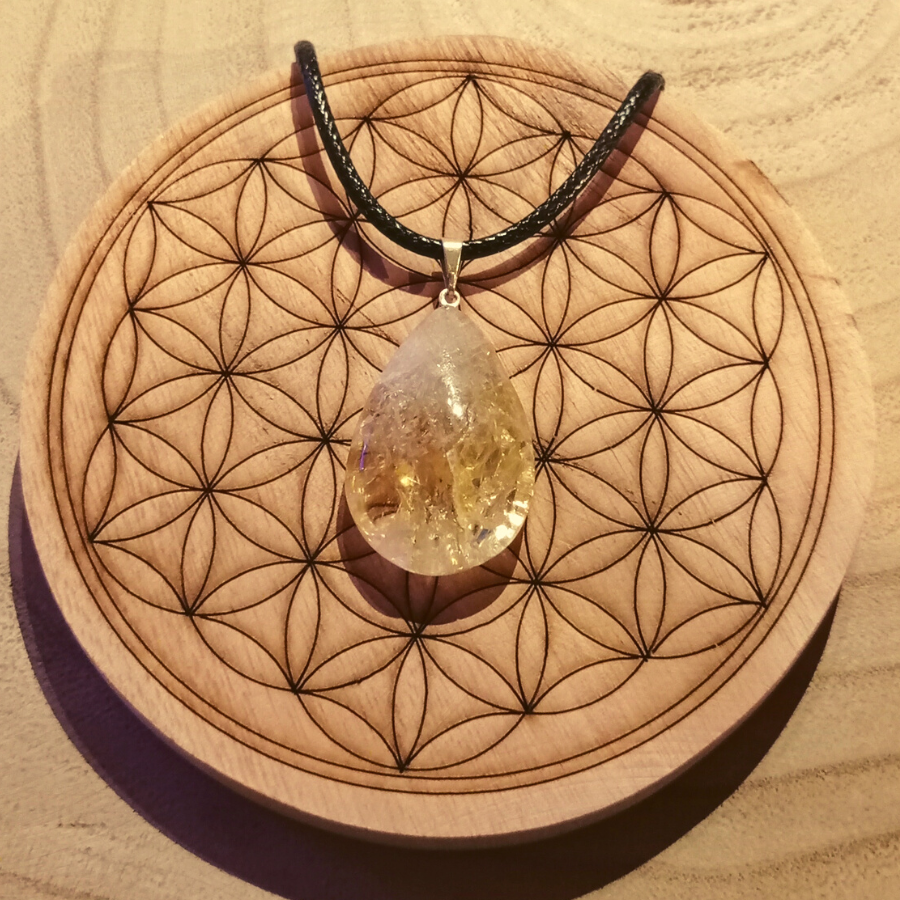 Pendentif larme en citrine chauffée