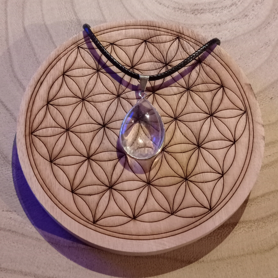 Pendentif cristal de roche plaqué argent