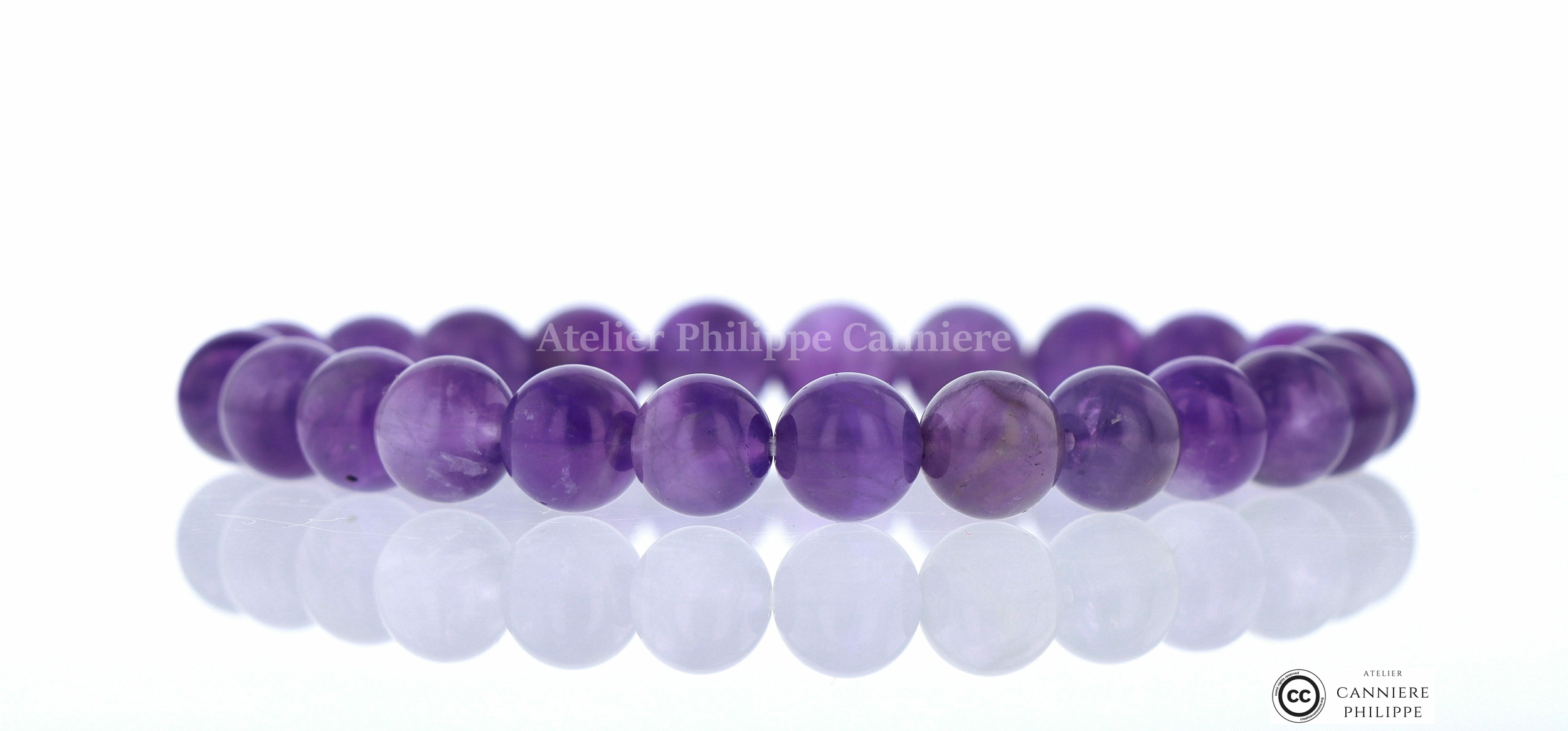 Bracelet Améthyste Miroir Perle 8mm